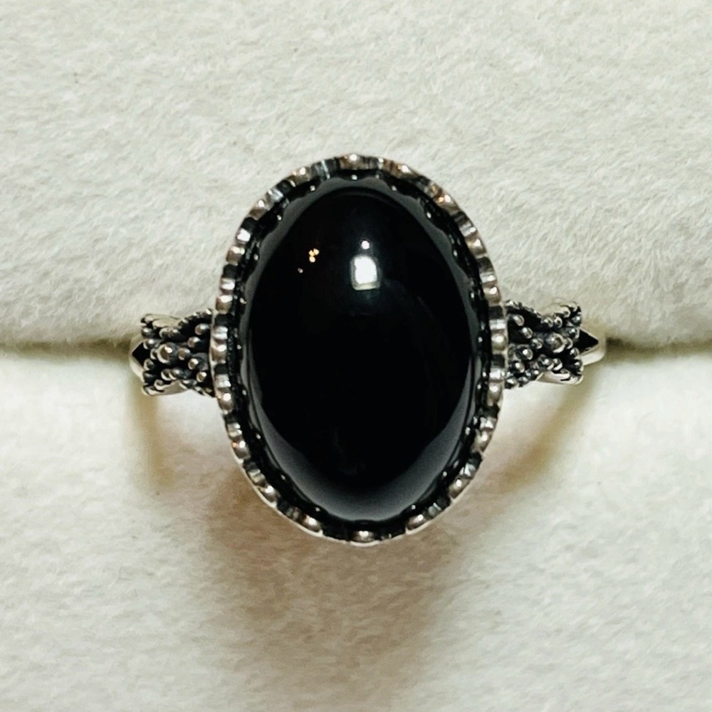Black Agate Onyx Ring